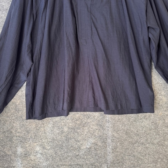 Madewell Shirred Long sleeves Flowy V-neck Navy Blue Blouse Size Large - Picture 4 of 12